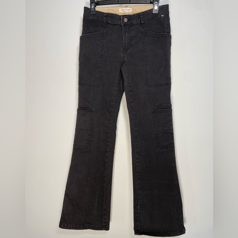 Vintage Tommy Flare Jeans Black Y2K Low Rise Denim Festival Emo Western Cargo 5